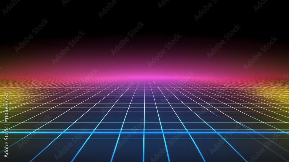 Vibrant Neon Grid with Gradient Background for Retro or Futuristic Design, Perfect for Technology, Creative Arts, Digital Media, and Abstract Concepts Vibrant Neon Grid with Gradient Background for Retro or Futuristic Design, Perfect for Technology, Creative Arts, Digital Media, and Abstract Concepts