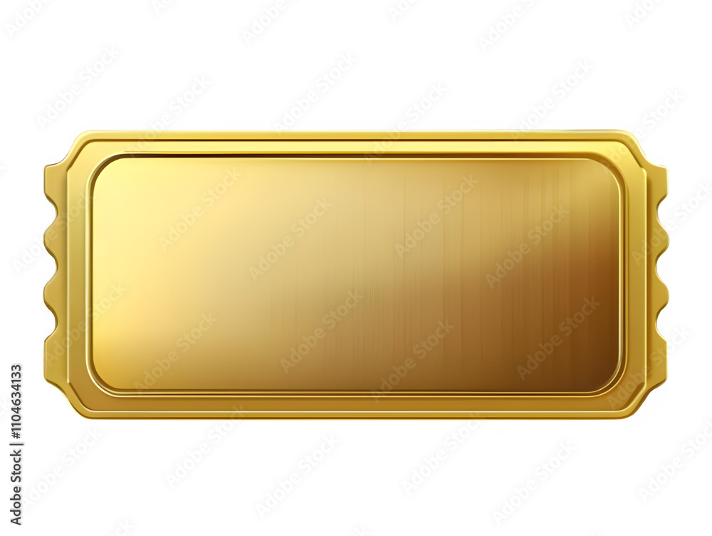 Shiny Golden Ticket with Elegant Embossed Design Shiny Golden Ticket with Elegant Embossed Design