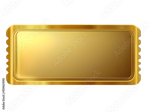 Shiny Golden Ticket with Elegant Embossed Design