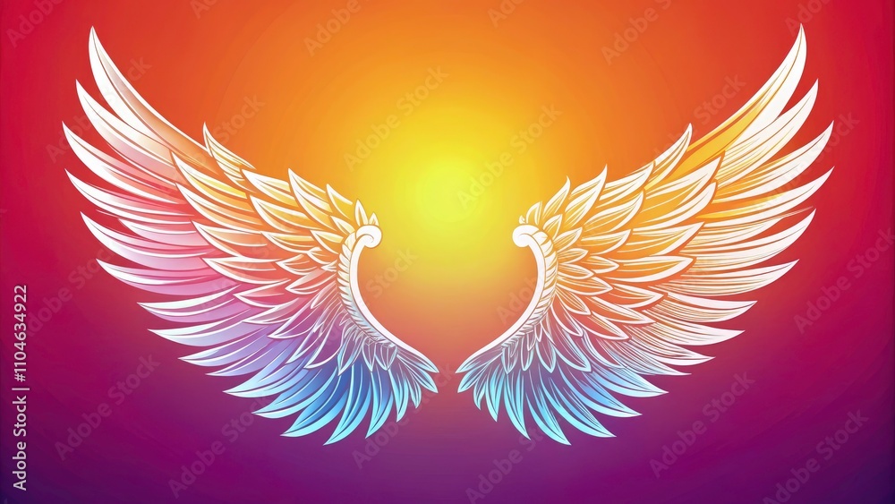Obraz premium Silhouette of Angel Wings Vector Illustration with Copy Space for Inspirational Quotes, Spiritual Themes, and Artistic Designs in Minimalist Style