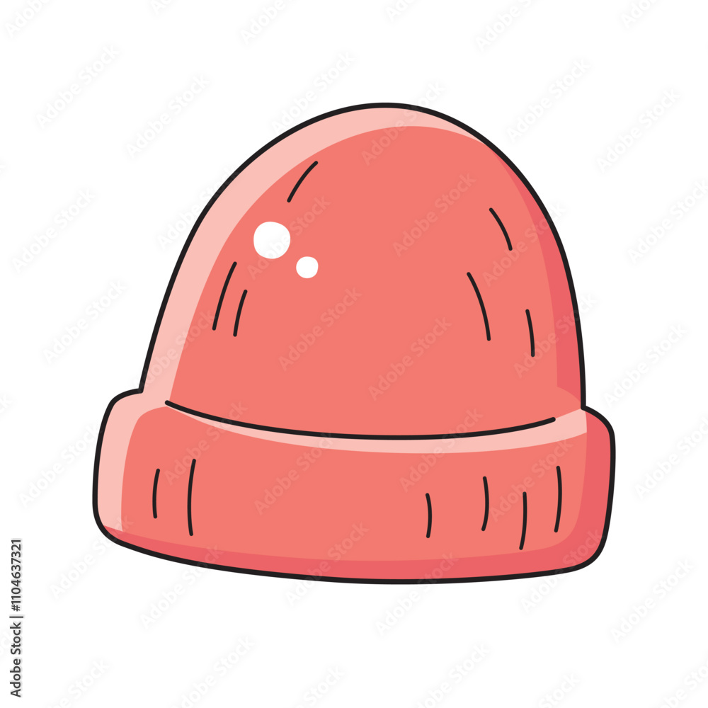 Fototapeta premium Red beanie hat isolated vector illustration