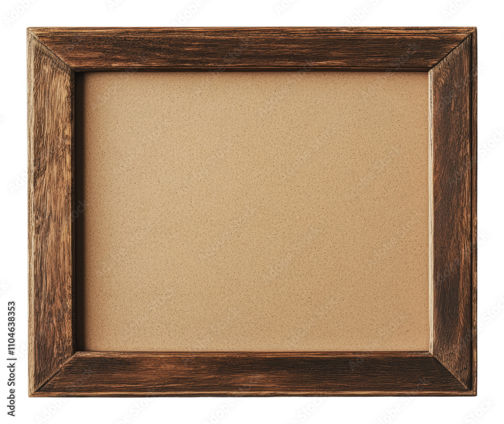 Fototapeta premium Simple wooden frame ready for artwork display, cut out - stock png.