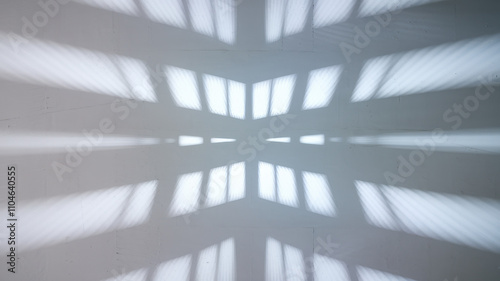 Wallpaper Mural Abstract light patterns create a striking visual contrast against a white wall, evoking a modern, minimalist aesthetic. Torontodigital.ca