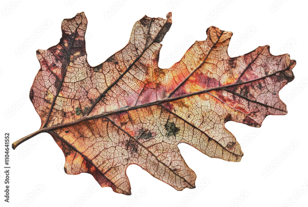 Colorful autumn oak leaf details, cut out - stock png. Colorful autumn oak leaf details, cut out - stock png.