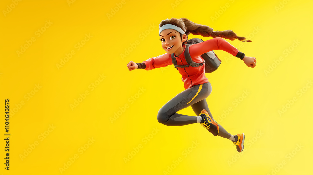 Smiling Female Athlete Jumping in Activewear with Backpack on Yellow Background
female athlete, jumping pose, activewear, yellow background, backpack, dynamic movement, cheerful character, fitness the Smiling Female Athlete Jumping in Activewear with Backpack on Yellow Background
female athlete, jumping pose, activewear, yellow background, backpack, dynamic movement, cheerful character, fitness the