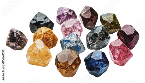 Vibrant natural gemstones in many shapes, cut out - stock png. photo