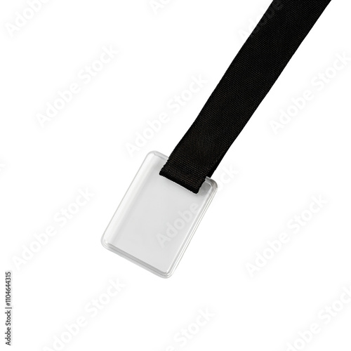A minimalist yet functional clear label tag with a black strap, perfect for organization or identification, showcasing a modern design that enhances practicality and style. photo