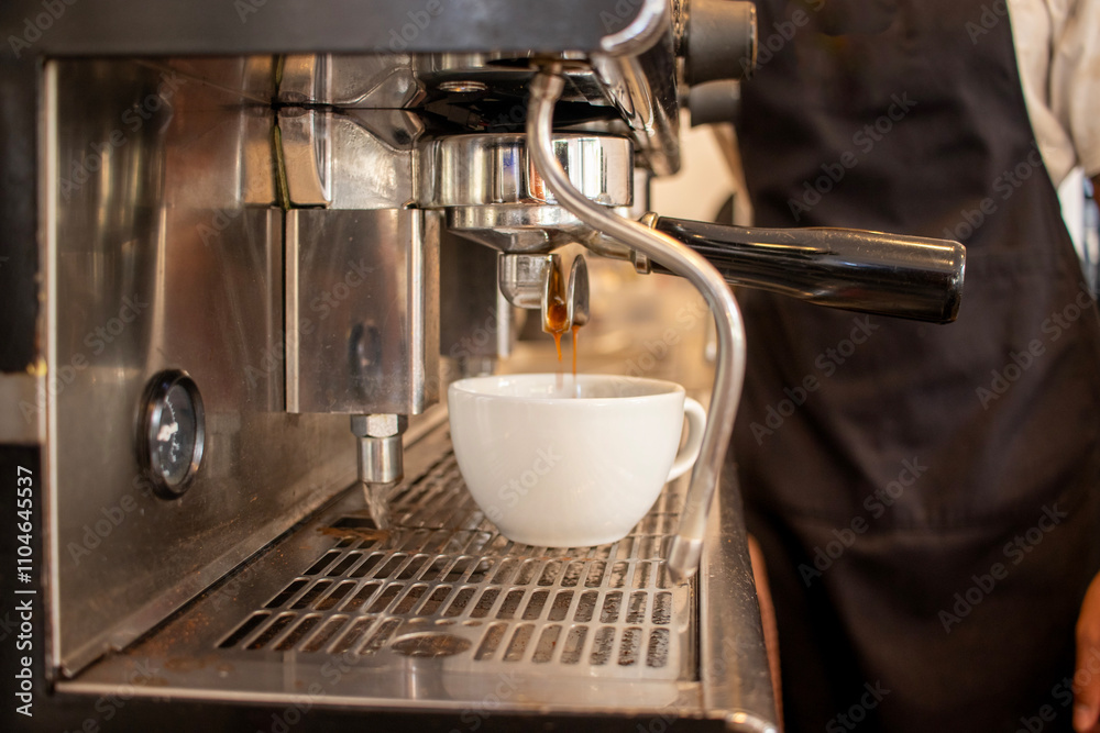 Barista preparing coffee in coffee shop Barista preparing coffee in coffee shop