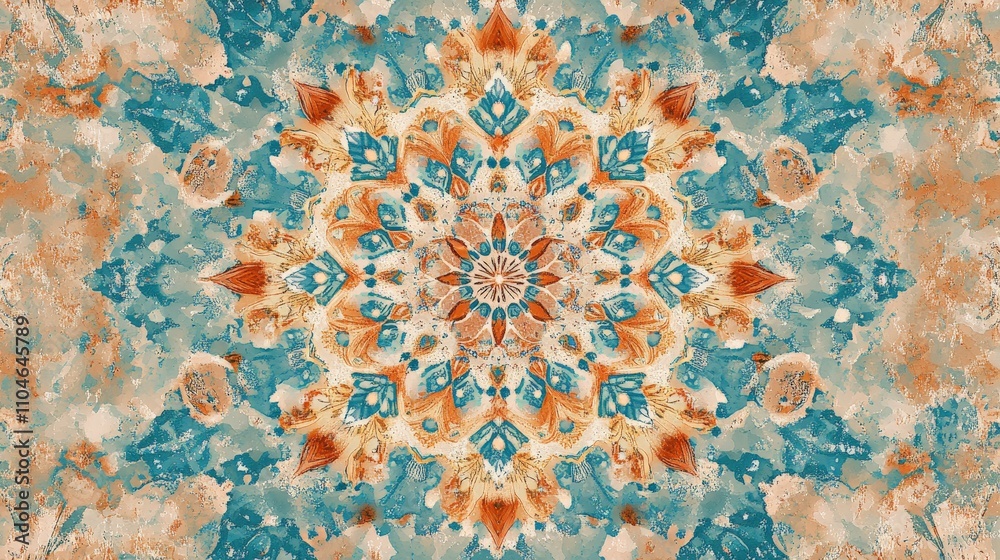 A colorful mandala pattern with intricate details and symmetry A colorful mandala pattern with intricate details and symmetry