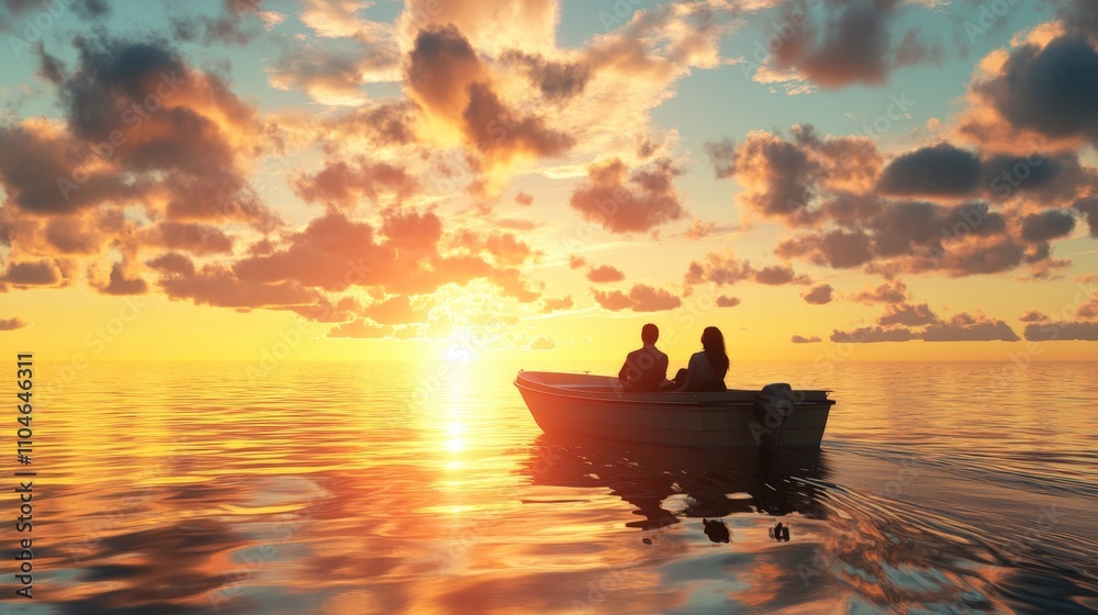 A couple celebrating a special anniversary with a private boat ride at sunset A couple celebrating a special anniversary with a private boat ride at sunset