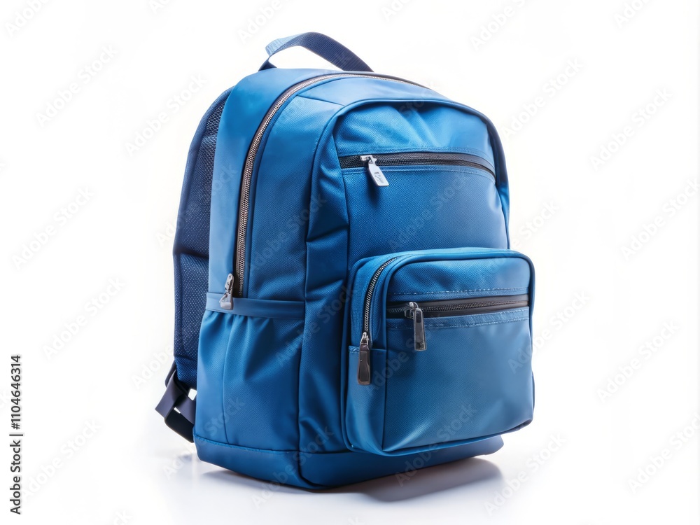 Image of a Blue School Backpack Isolated on White Background for Education and Tourism, Perfect for Design Elements in Academic and Travel Themes Image of a Blue School Backpack Isolated on White Background for Education and Tourism, Perfect for Design Elements in Academic and Travel Themes