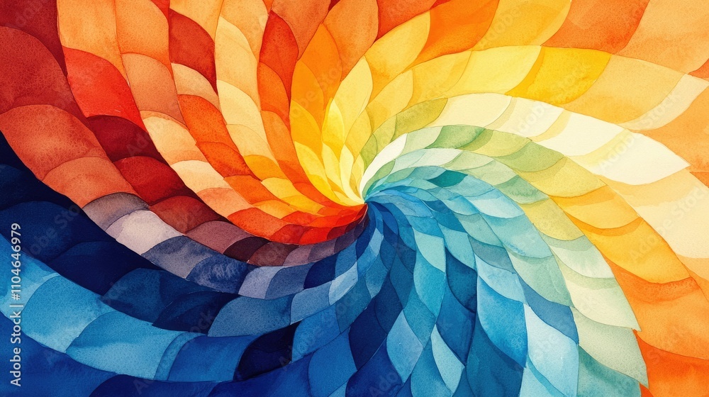 Fototapeta premium A vibrant, swirling pattern of colorful waves, blending warm and cool tones in a mesmerizing, abstract design.