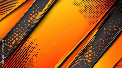 Wallpaper Mural **  .Vibrant Abstract Background with Dynamic Orange and Black Geometric Patterns and Halftone Effects..** Torontodigital.ca