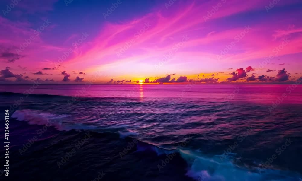 Atlantic ocean sunset with pink and purple sky Atlantic ocean sunset with pink and purple sky