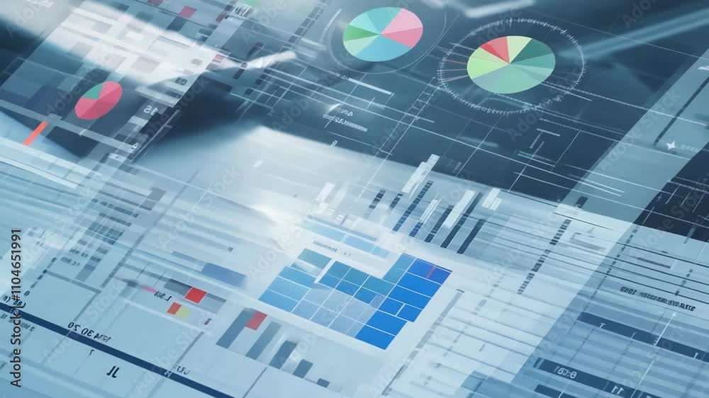 Dynamic digital graphs and charts moving across a futuristic interface, emphasizing technology and analytics. Perfect for data-driven projects or innovation themes.