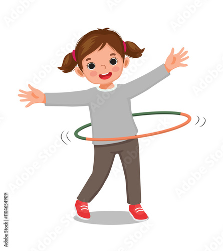 Cute little girl playing hula hoop