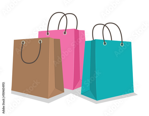 Set of colorful paper shopping bags 