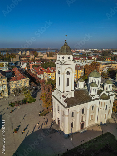 Photography Church of St. George in Smederevo, Serbia - aerial drone view