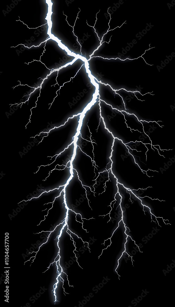 Massive lightning bolt with branches isolated on black background. Branched lightning bolt. Electric bolt isolated with white highlights, png Massive lightning bolt with branches isolated on black background. Branched lightning bolt. Electric bolt isolated with white highlights, png
