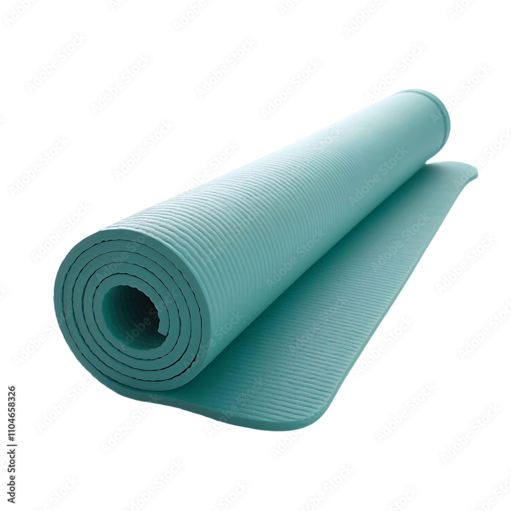 A yoga mat is rolled up and isolated on a transparent background A yoga mat is rolled up and isolated on a transparent background
