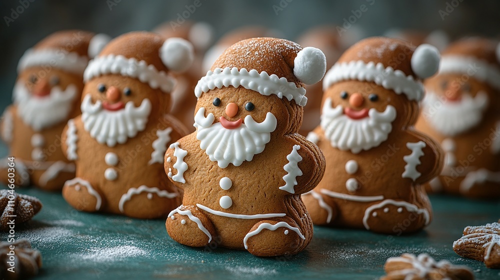Obraz premium Decorated Gingerbread Santa Cookies Christmas Treat