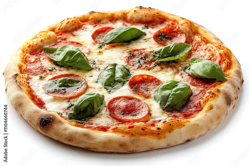 Excellent quality pizza marguerite isolated on a white backdrop. Generative Ai Excellent quality pizza marguerite isolated on a white backdrop. Generative Ai