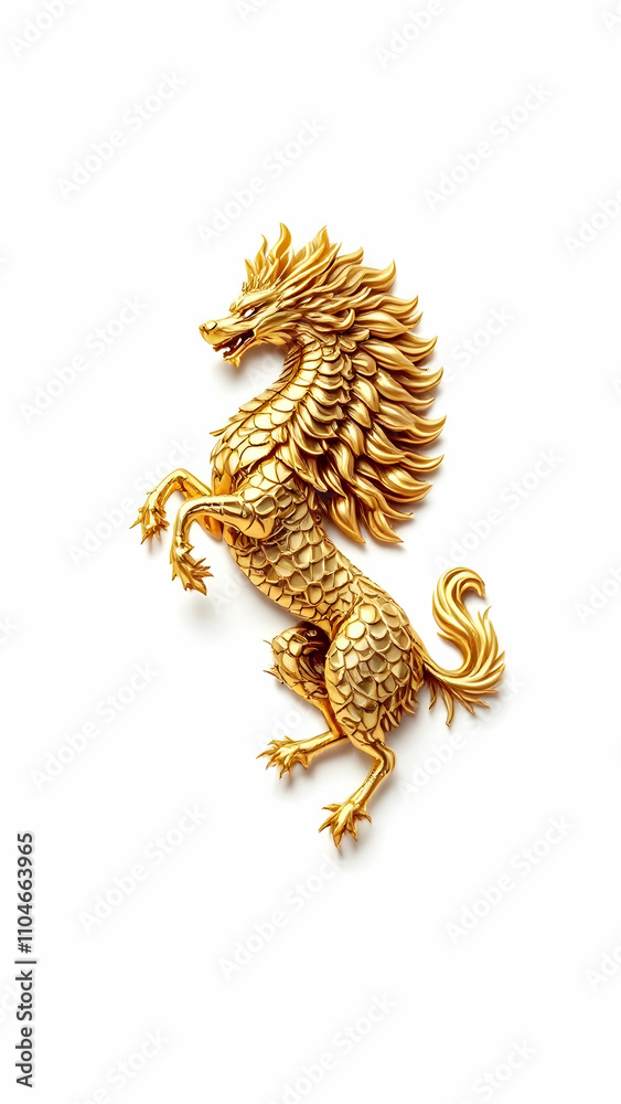 A golden, intricately detailed dragon horse statue stands majestically. Its scales and mane are meticulously sculpted. Its a symbol of power and good fortune in Asian culture. A golden, intricately detailed dragon horse statue stands majestically. Its scales and mane are meticulously sculpted. Its a symbol of power and good fortune in Asian culture.