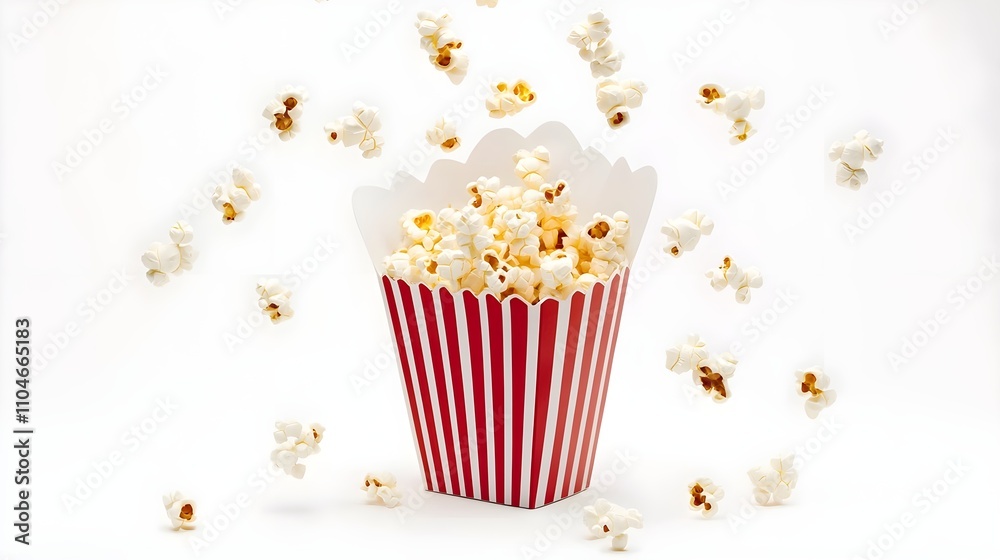 falling popcorn isolated on white background falling popcorn isolated on white background