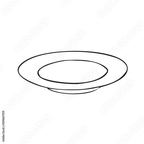 Vector hand drawn sketch doodle outline plate isolated on white background