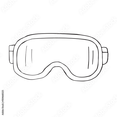 Vector hand drawn sketch doodle outline snowboard mask isolated on white background