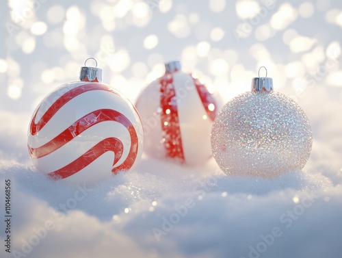 Wallpaper Mural festive holiday ornaments resting on snow Torontodigital.ca