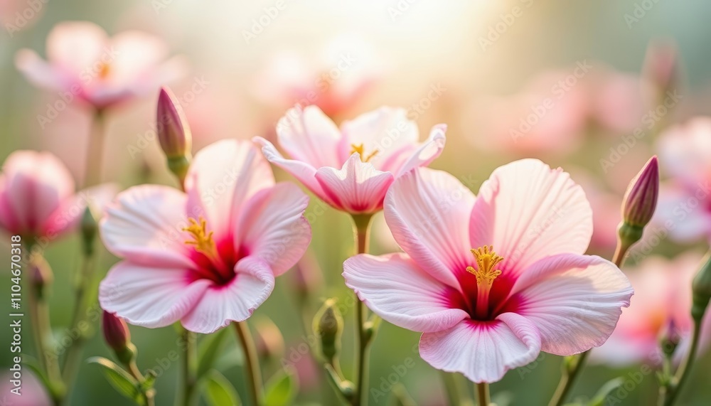 Pink flower buds about to bloom in sunlight Pink flower buds about to bloom in sunlight
