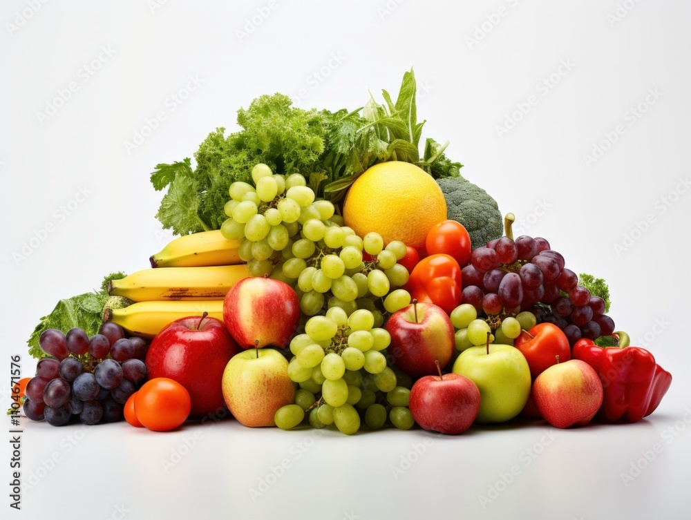 a vibrant assortment of fresh fruits and vegetables arranged beautifully