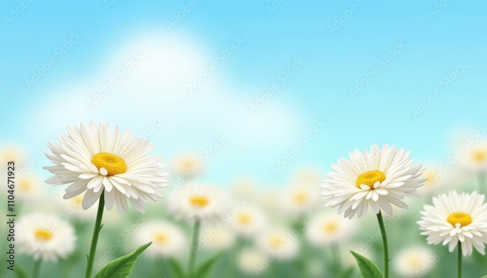 Field of white daisies with yellow centers Field of white daisies with yellow centers