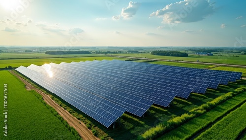 A large solar farm on a sunny day
