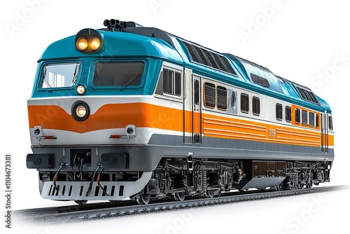 An lonely modern train on a white backdrop. Generative Ai