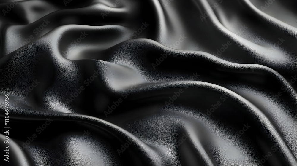 Obraz premium Black Leather Texture Background - Abstract Smooth Fabric