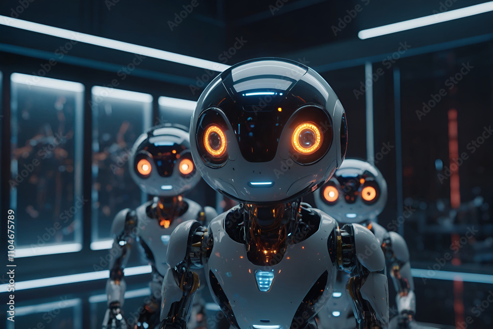 Friendly AI Robot With A Minimalist Design White