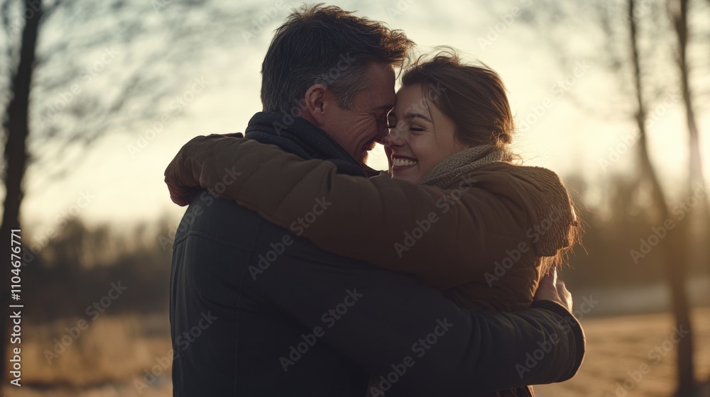 couple embracing in a warm sunset glow, showcasing love and connection couple embracing in a warm sunset glow, showcasing love and connection