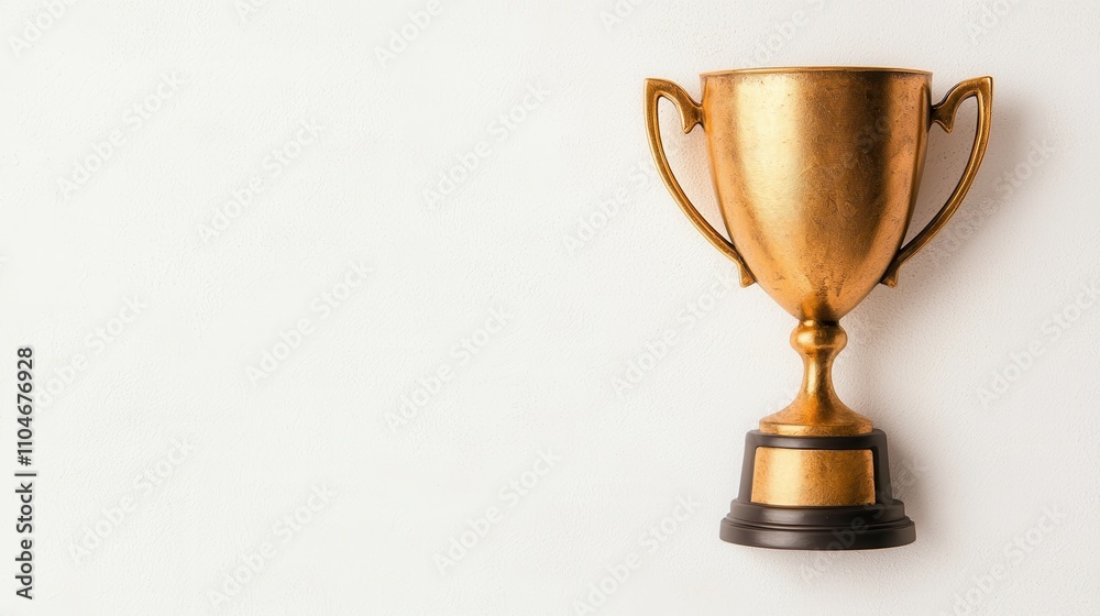 Golden Trophy Cup on White Background for Award Presentation Golden Trophy Cup on White Background for Award Presentation