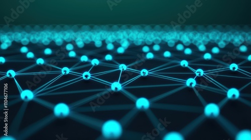 Abstract Network Connections with Glowing Nodes in Dark Background