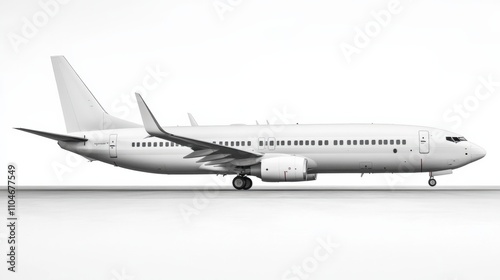 a sleek commercial airplane on a minimalist background