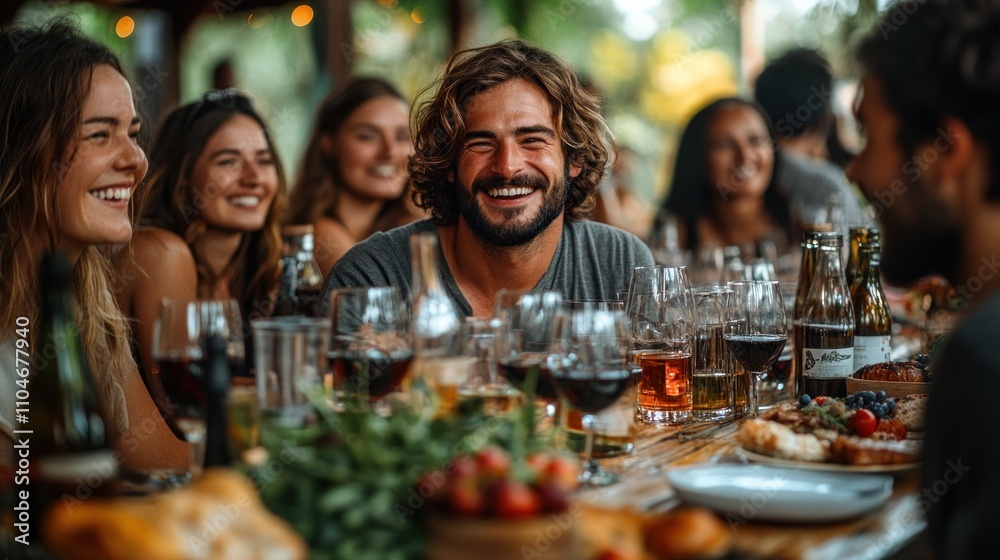 Group of friends enjoying a meal together Group of friends enjoying a meal together
