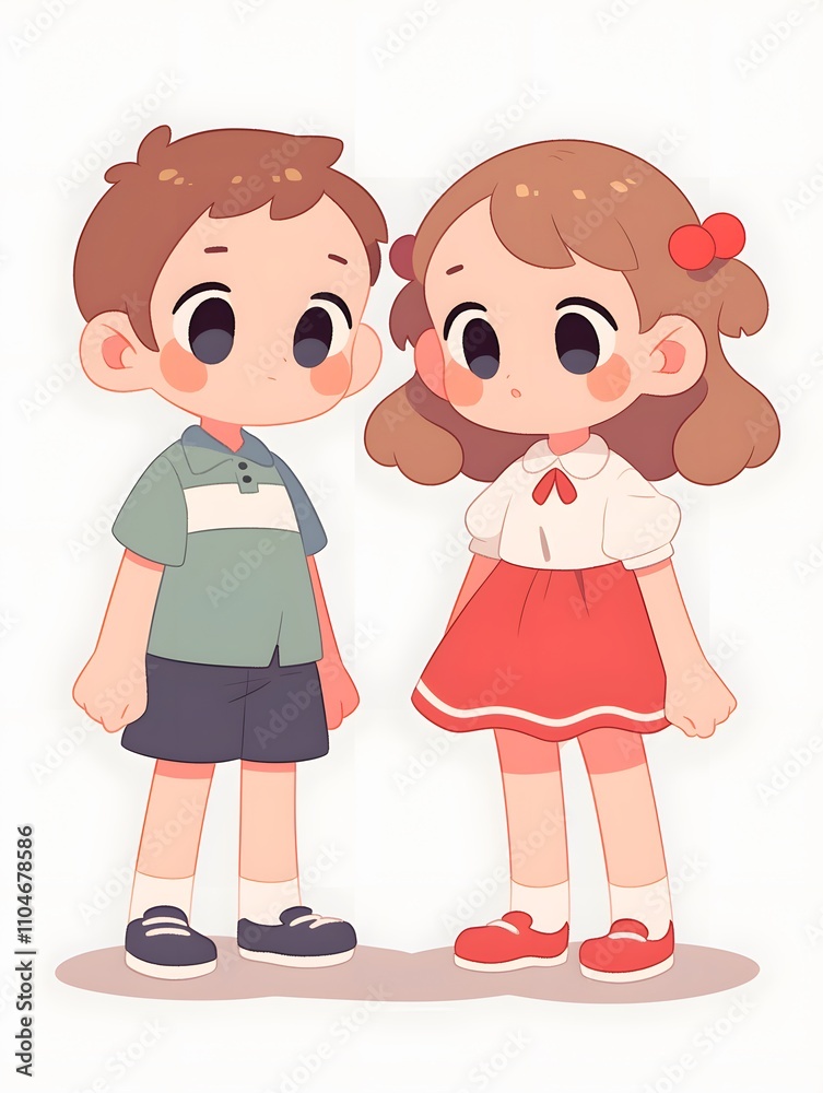A cute boy and a girl illustration, Generative AI
A cute boy and a girl illustration, Generative AI