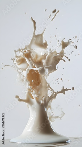 a high speed photo capturing the dynamic motion of a milk splash on a transparent white background presented in png photo