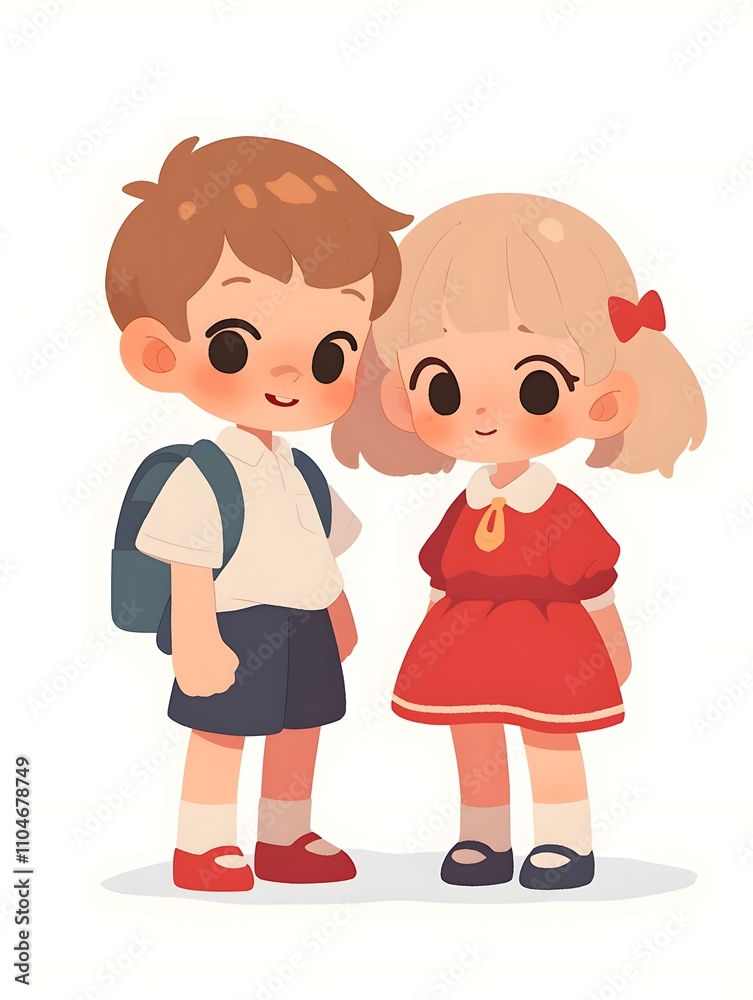 A cute boy and a girl illustration, Generative AI
A cute boy and a girl illustration, Generative AI