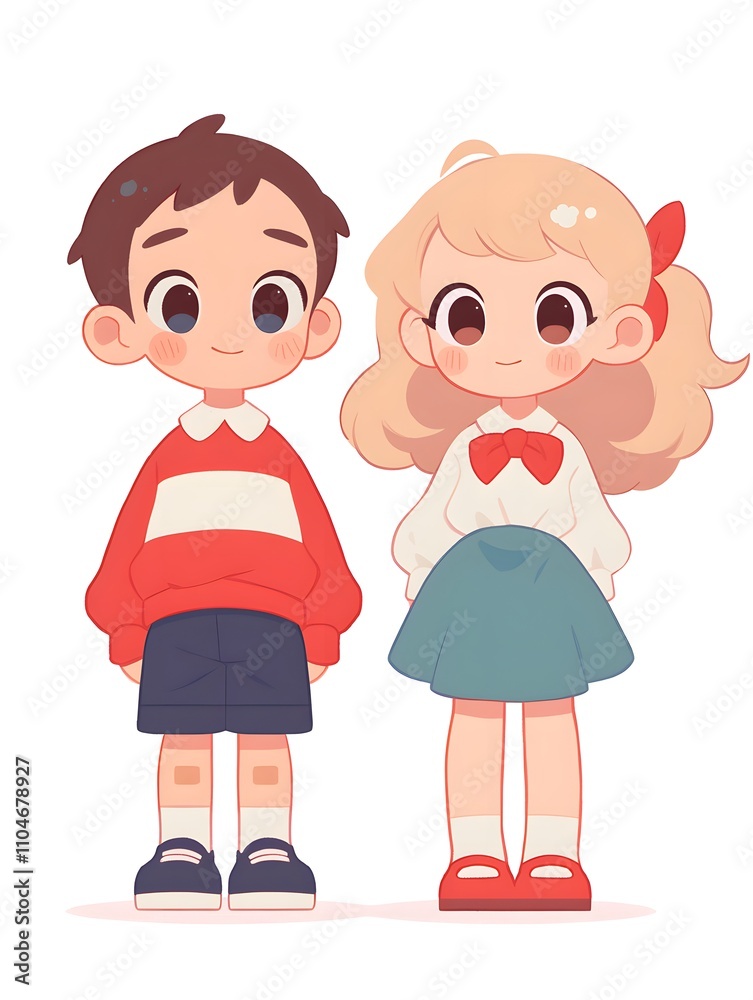 A cute boy and a girl illustration, Generative AI
A cute boy and a girl illustration, Generative AI