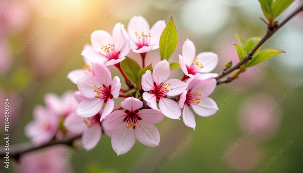 Close up of pink cherry blossom flowers or Pink cherry blossoms on a branch Close up of pink cherry blossom flowers or Pink cherry blossoms on a branch