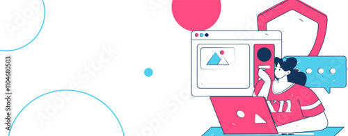 Business network security character flat vector concept operation hand drawn illustration
