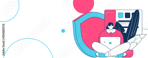 Business network security character flat vector concept operation hand drawn illustration
